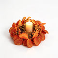 Faux Flower Wreath with Maple Leaves and Pinecones for Table and Living Room Decoration, Thanksgiving and Harvest Festival Decor, Holiday Candle Holder Wreath