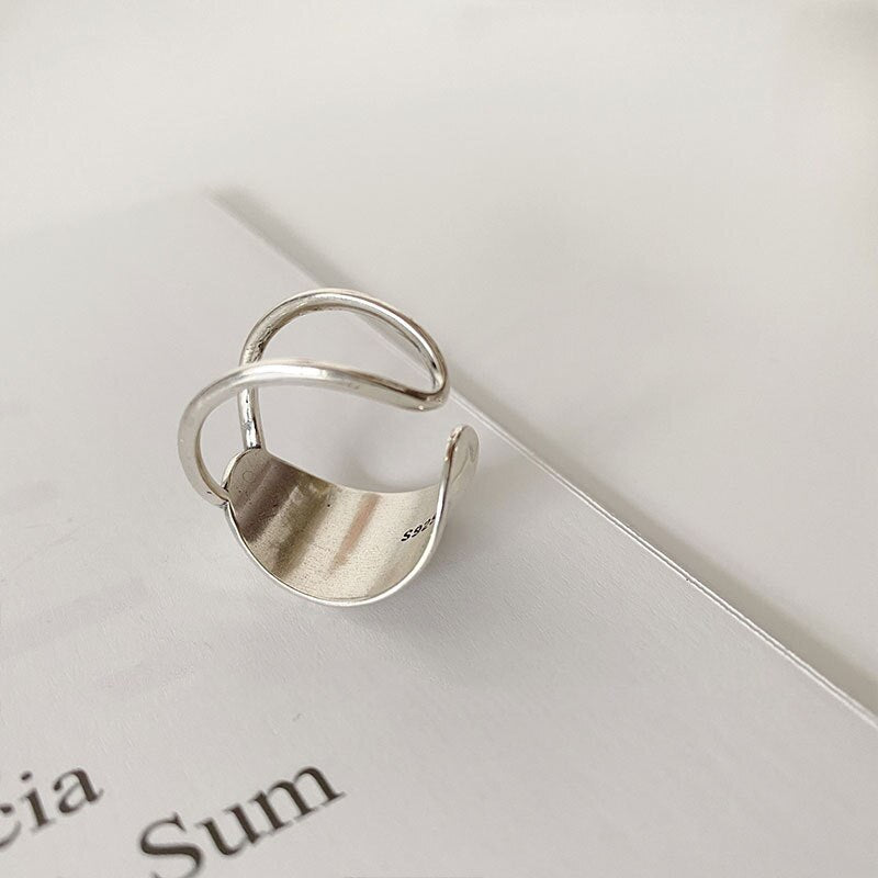 Fashion Width Surface Knot Winding Thai Silver Color Ring Open Finger Ring For Women Jewelry Gifts S-R740