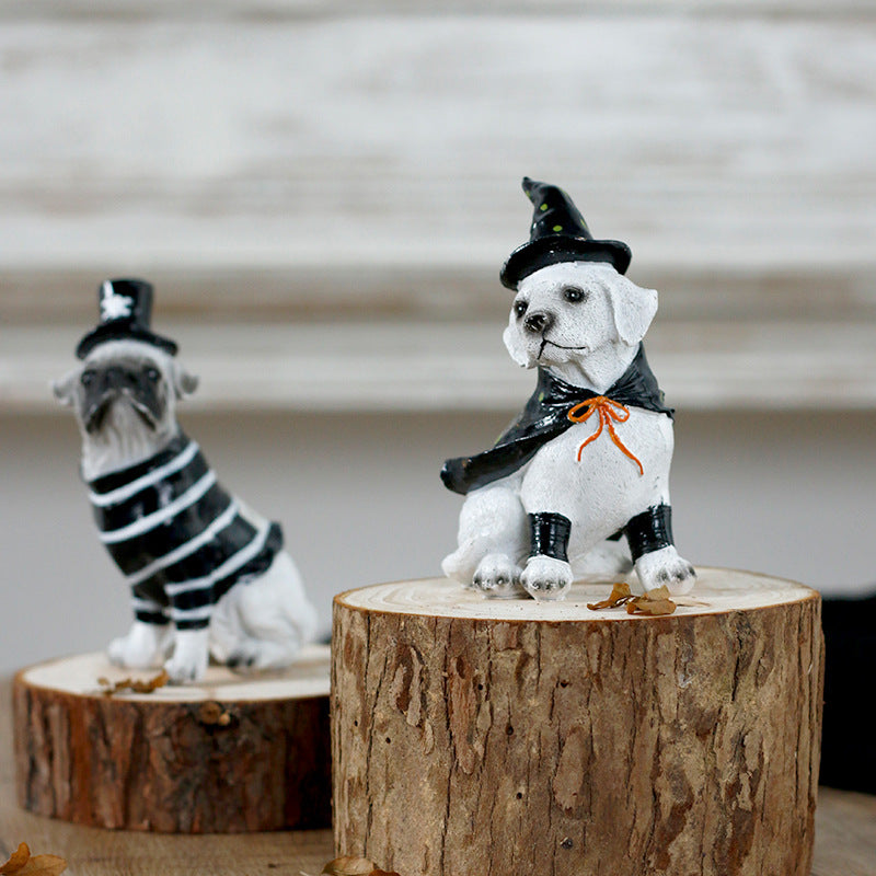 Halloween Decoration Ins Style Pet Dog Witch Resin Figurine Pet Shop Decor