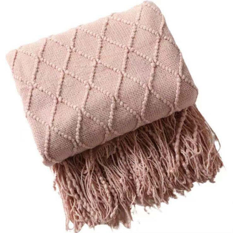 Diamond Flower Sofa Blanket Cover Blanket Bed End Blanket Knitted Air Conditioning Blanket Tassel Napping Blanket Multifunctional Decorative Blanket