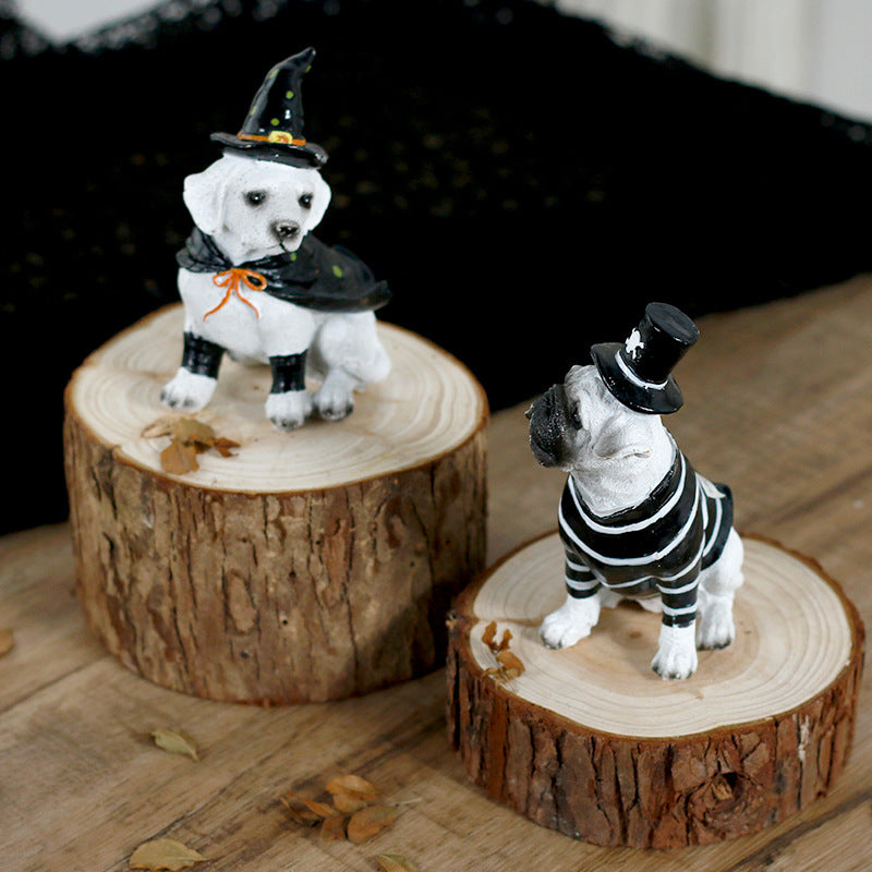 Halloween Decoration Ins Style Pet Dog Witch Resin Figurine Pet Shop Decor