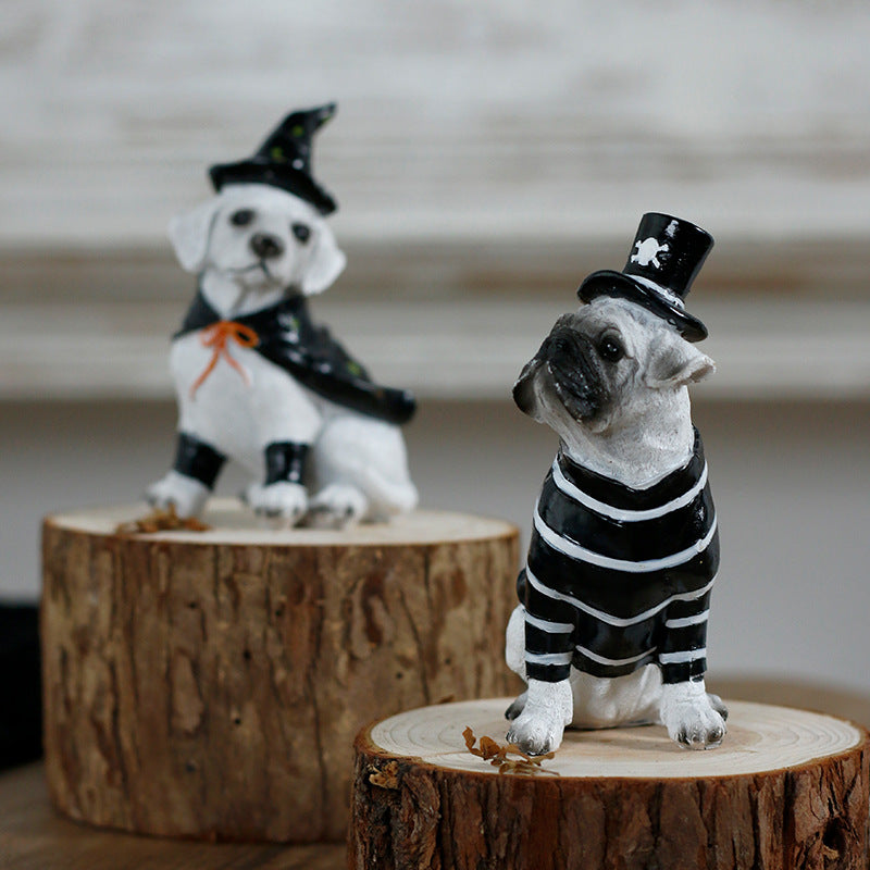 Halloween Decoration Ins Style Pet Dog Witch Resin Figurine Pet Shop Decor