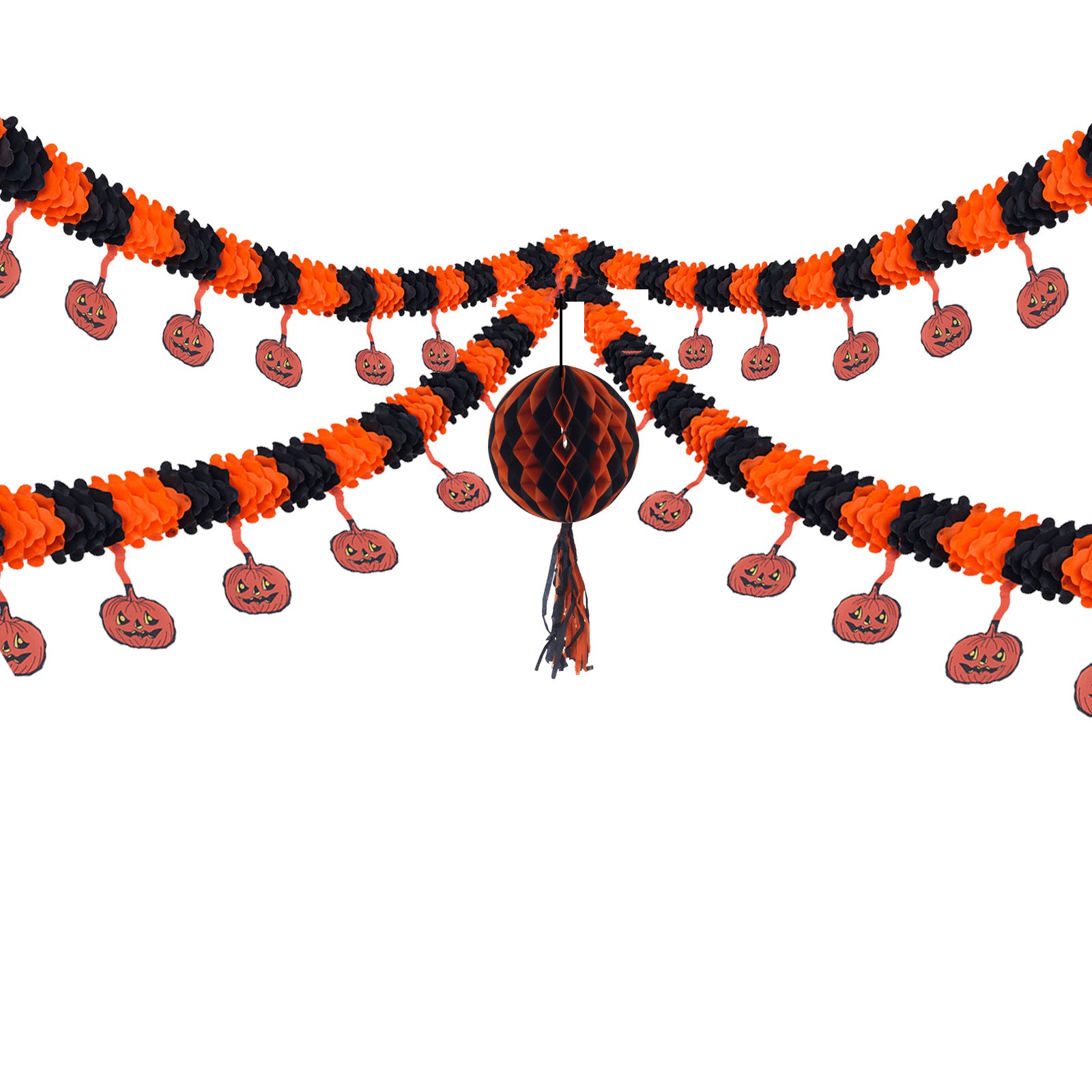 Halloween Decorative Pumpkin Honeycomb Pull Flowers Halloween Party Decor Props Spooky Atmosphere Scene Decoration