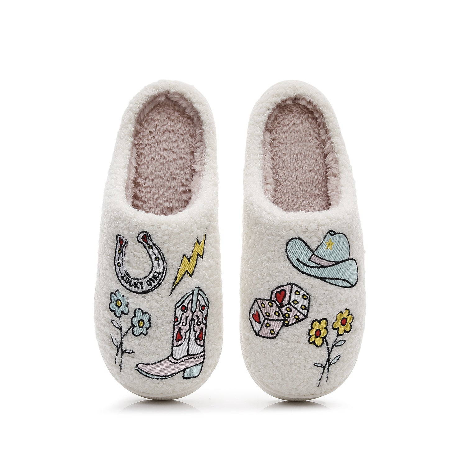 Western denim cotton slippers for women hairy slippers