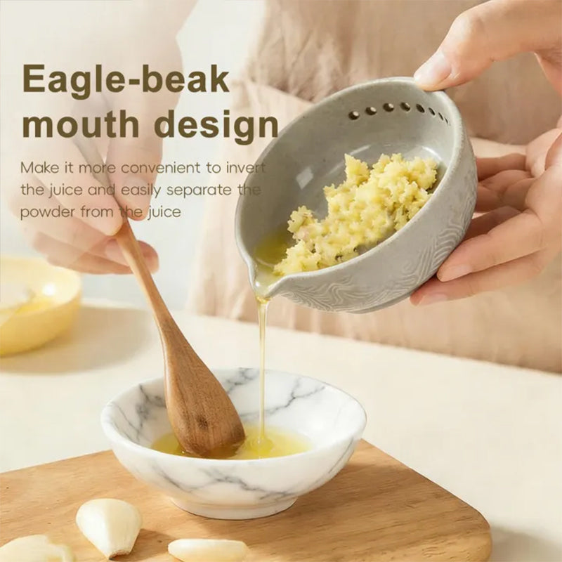 2-in-1 Garlic Grater & Peeler with Drain Hole, Efficient Vegetable Leaf Stripper for Ginger, Onion, Cheese