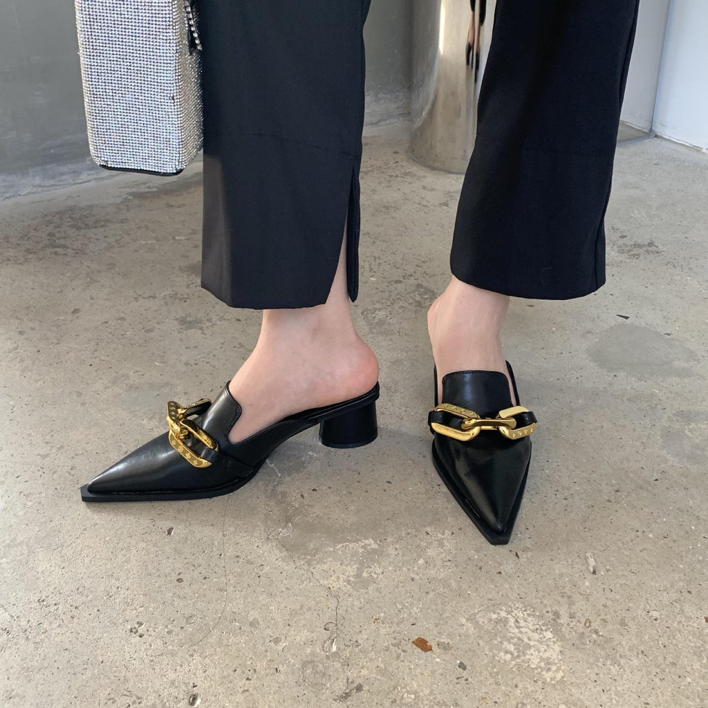 Pointed toe sandals, toe cap toe half slippers, fashionable outer slippers for women