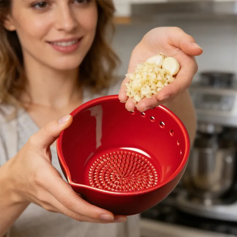 2-in-1 Garlic Grater & Peeler with Drain Hole, Efficient Vegetable Leaf Stripper for Ginger, Onion, Cheese