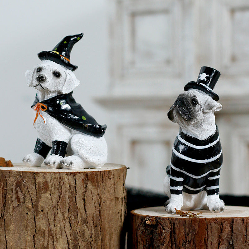 Halloween Decoration Ins Style Pet Dog Witch Resin Figurine Pet Shop Decor