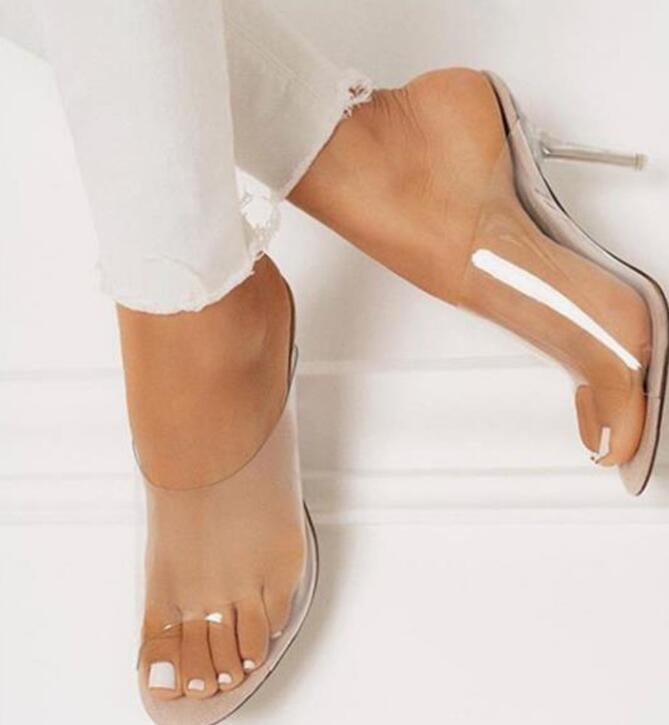 Women Slippers Comfortable Soft Sandals Sexy Women Shoes Party Crystal Transparent High Heel