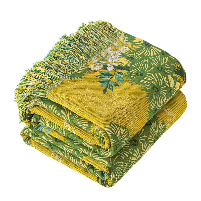 Jungle Style Cotton Gauze Blanket, Double-Sided Use Throw Blanket, All-Season Reversible Cover for Sofa, Adult Nap Blanket