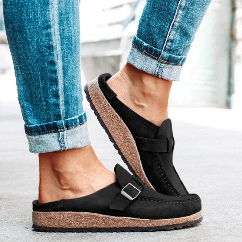 Women summer slippers spring sandals fashion solid buckle women flats shoes casual beach ladies plus size summer sandals