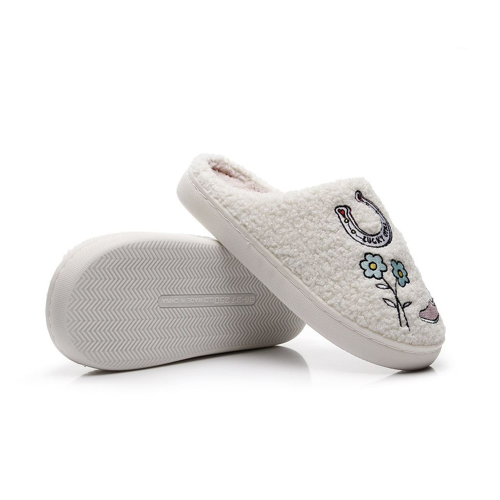 Western denim cotton slippers for women hairy slippers