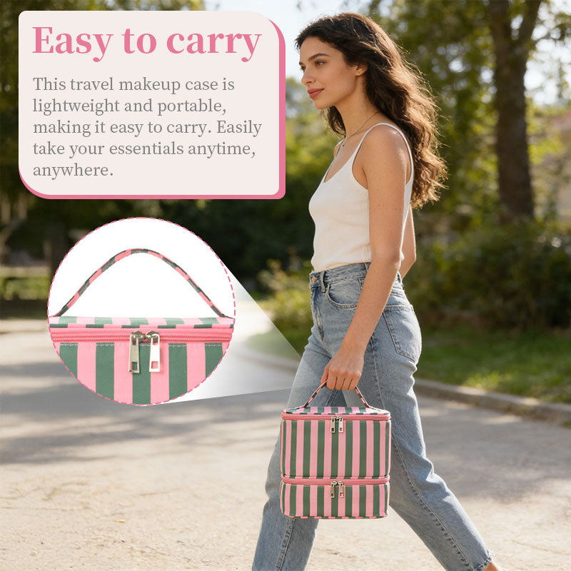 Double Layer Nail Polish & Essential Oils Storage Bag, Portable 30-Compartment Nail Care Kit, Manicure Tools Organizer Case