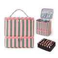 Double Layer Nail Polish & Essential Oils Storage Bag, Portable 30-Compartment Nail Care Kit, Manicure Tools Organizer Case