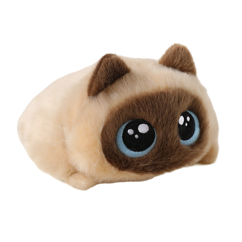 Cute Plush Cat Squishy Emotional Companion Stress Relief Soothing Super Soft Down Cotton Round-Eyed Cat Stackable Toy